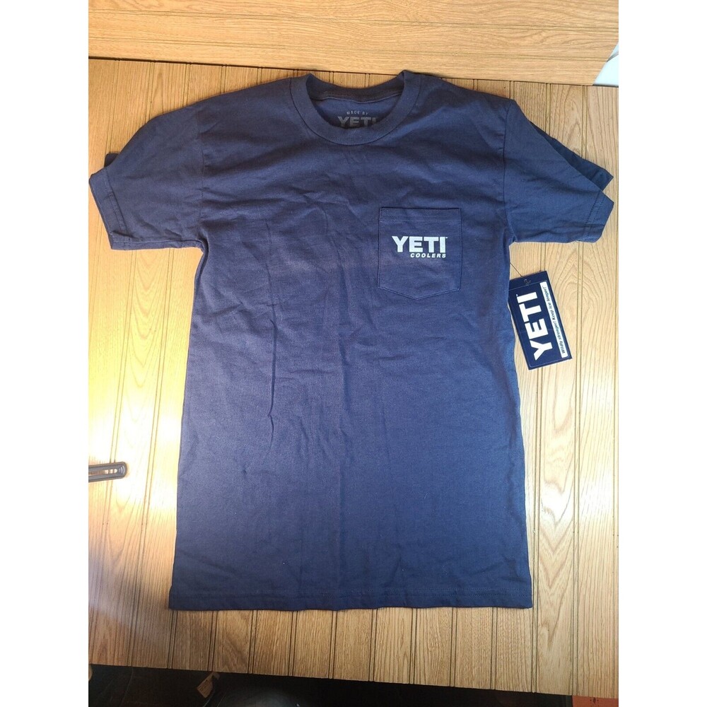 Yeti Coolers Blue Pocket Tee T Shirt "Built For The Wild" Men's Size SMALL